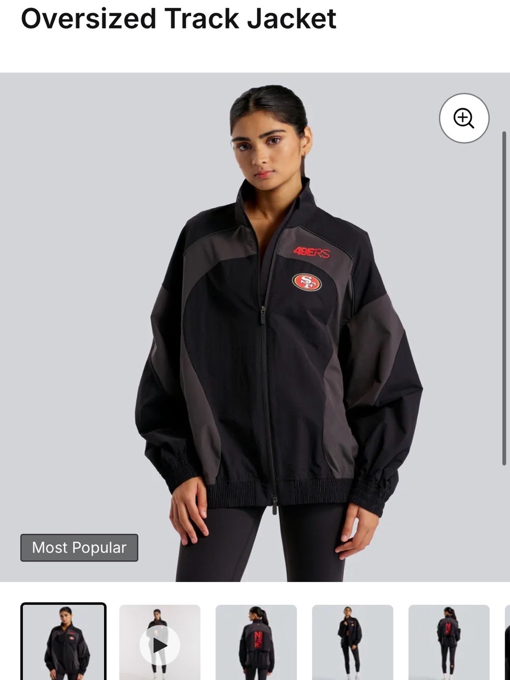 Lululemon San Francisco 49ers Women’s Black & Gray Oversized Track Jacket